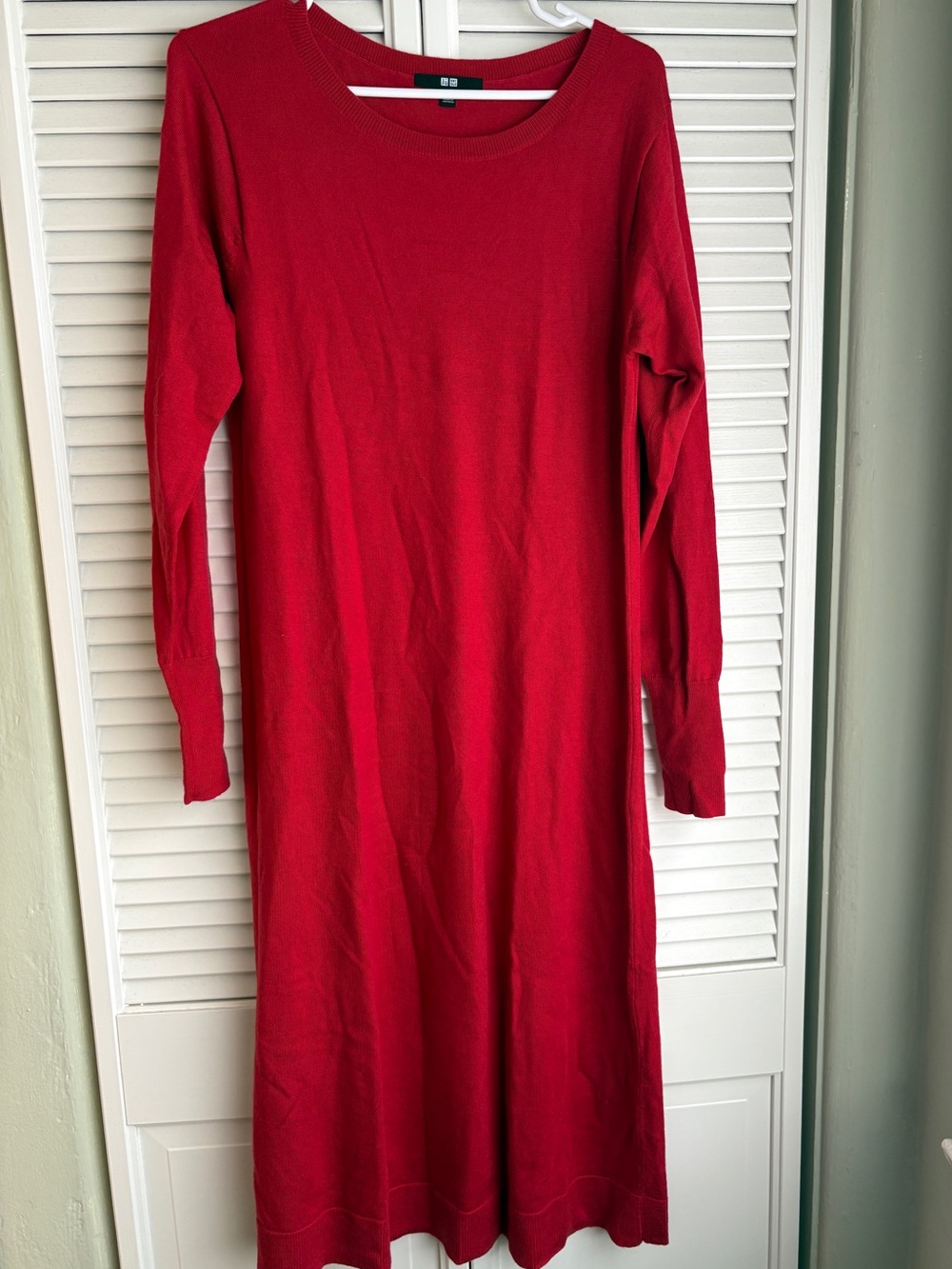 Uniqlo Red Long-Sleeve Knit Dress